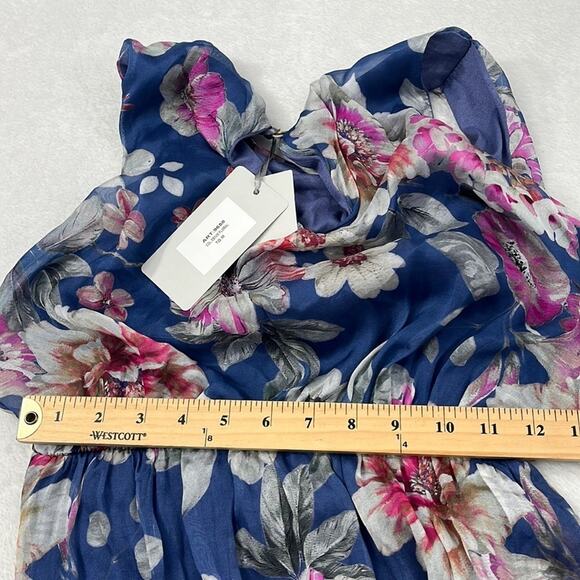 NWT LARA G By Lara Guidotti Floral Silk Viscose Blend Maxi Dress M L XL Blue - Picture 14 of 16